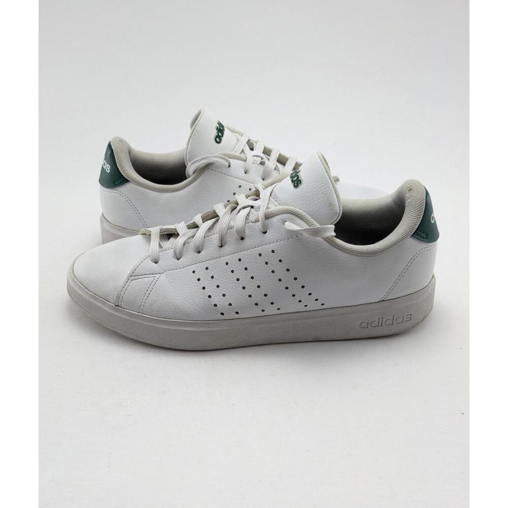 Mens Adidas Advantage 2.0 Court White Leather Cloudfoam Pickleball Shoes Size 9